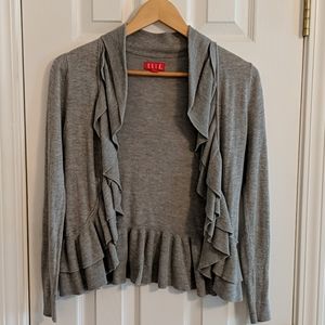 Elle Grey Heather Ruffle Cardigan, Size XS